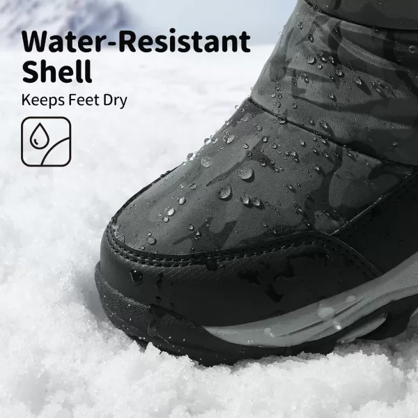 imageDREAM PAIRS Boys Girls Snow Boots Waterproof Hook and Loop Mid Calf Faux Fur Lining Winter Shoes for LittleBig KidsCamouflageGray
