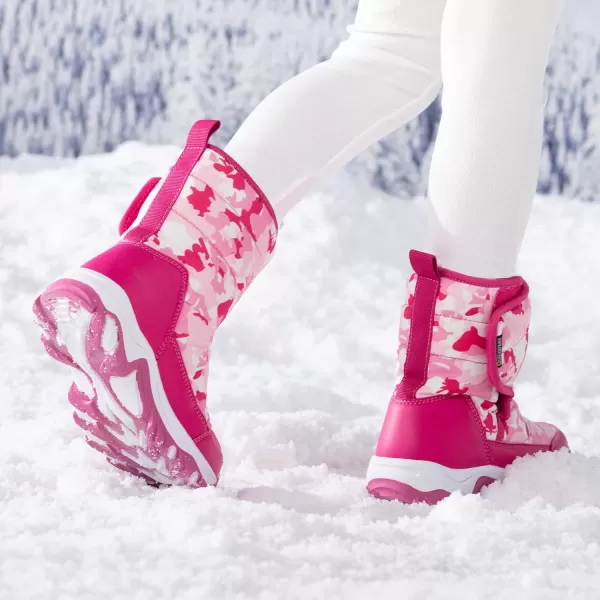 imageDREAM PAIRS Boys Girls Snow Boots Waterproof Hook and Loop Mid Calf Faux Fur Lining Winter Shoes for LittleBig KidsRose Red