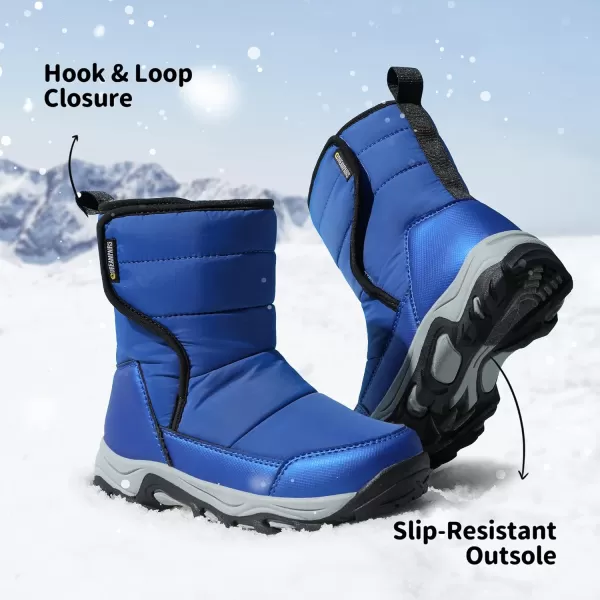 imageDREAM PAIRS Boys Girls Snow Boots Waterproof Hook and Loop Mid Calf Faux Fur Lining Winter Shoes for LittleBig KidsRoyal Blue
