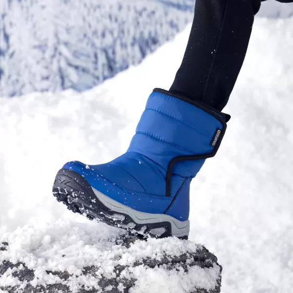 imageDREAM PAIRS Boys Girls Snow Boots Waterproof Hook and Loop Mid Calf Faux Fur Lining Winter Shoes for LittleBig KidsRoyal Blue
