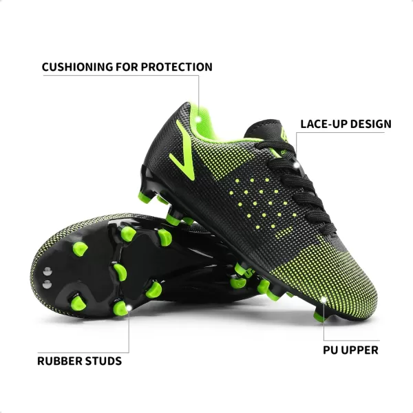 imageDREAM PAIRS Boys Girls Soccer Cleats Kids Football Shoes ToddlerLittle KidBig KidBlackNeon Green