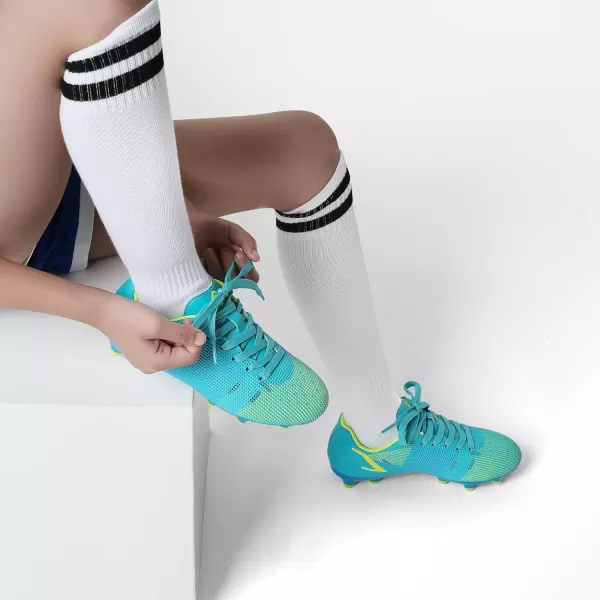 imageDREAM PAIRS Boys Girls Soccer Cleats Kids Football Shoes ToddlerLittle KidBig KidBlueNeon Green