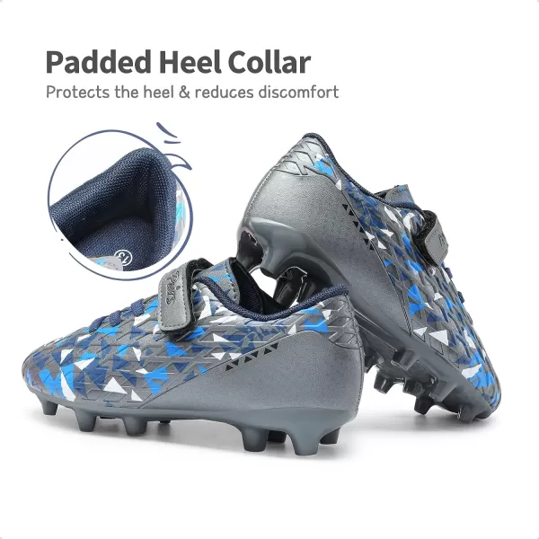 imageDREAM PAIRS Boys Girls Soccer Cleats Kids Football Shoes ToddlerLittle KidBig KidDark GreyRoyal Blue