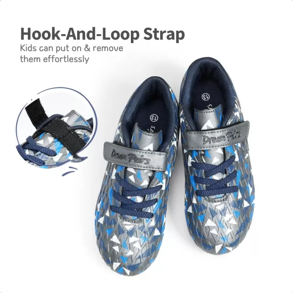 imageDREAM PAIRS Boys Girls Soccer Cleats Kids Football Shoes ToddlerLittle KidBig KidDark GreyRoyal Blue