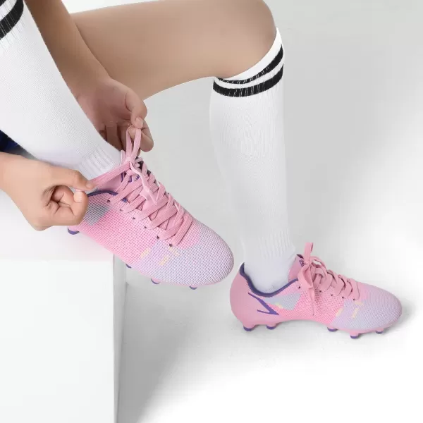 imageDREAM PAIRS Boys Girls Soccer Cleats Kids Football Shoes ToddlerLittle KidBig KidPinkPurple