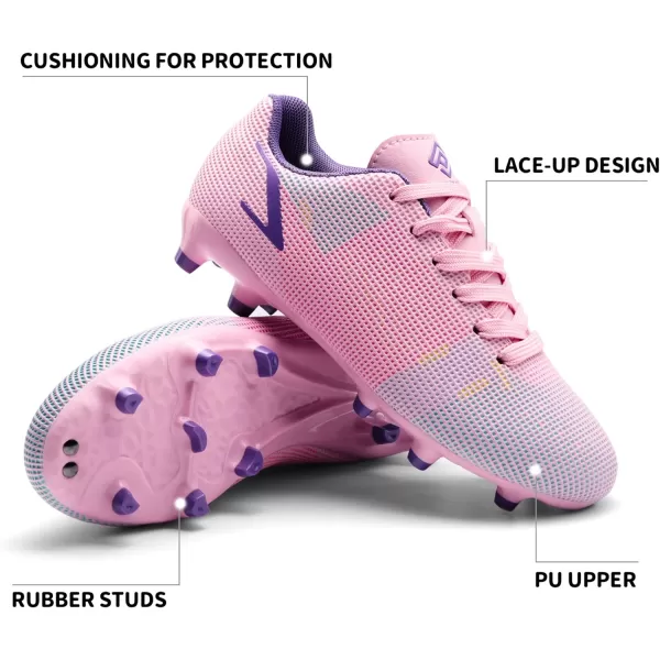 imageDREAM PAIRS Boys Girls Soccer Cleats Kids Football Shoes ToddlerLittle KidBig KidPinkPurple