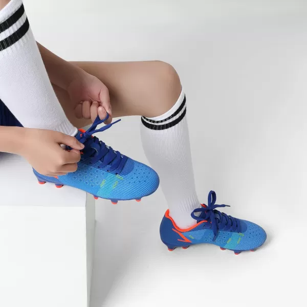imageDREAM PAIRS Boys Girls Soccer Cleats Kids Football Shoes ToddlerLittle KidBig KidRoyal BlueOrange