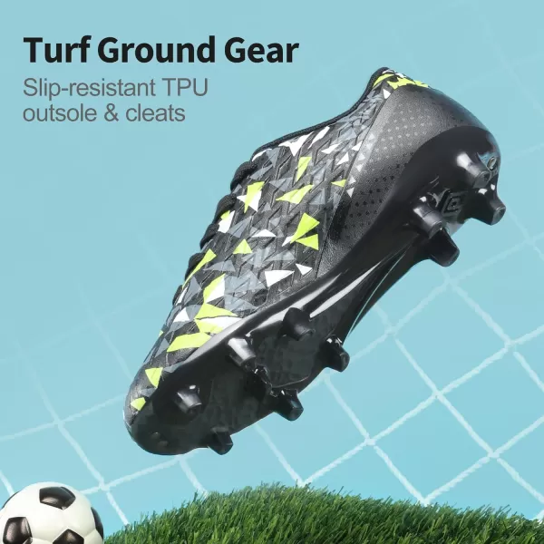 imageDREAM PAIRS Boys Girls Soccer Cleats Kids Football ShoesBlackNeonGreen