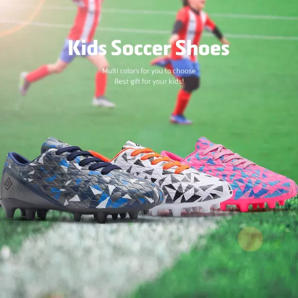 imageDREAM PAIRS Boys Girls Soccer Cleats Kids Football ShoesDarkGreyRoyalBlue