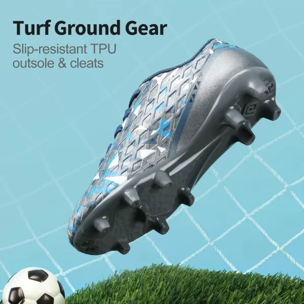 imageDREAM PAIRS Boys Girls Soccer Cleats Kids Football ShoesDarkGreyRoyalBlue