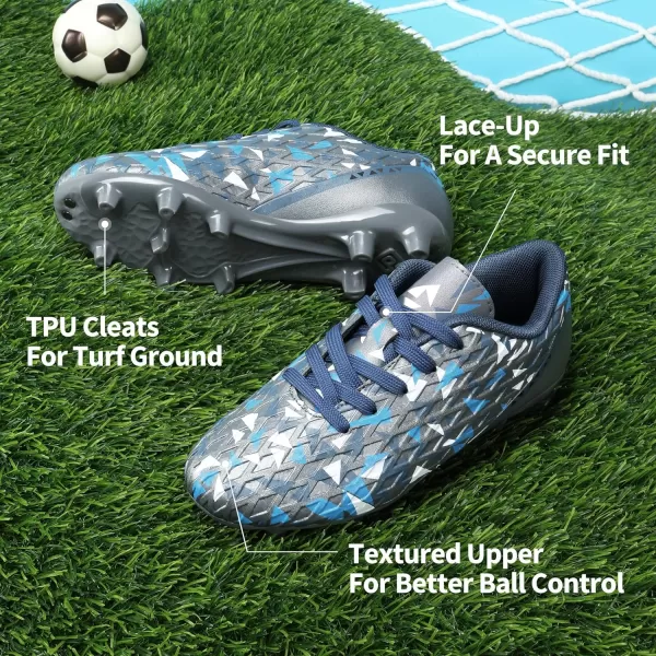 imageDREAM PAIRS Boys Girls Soccer Cleats Kids Football ShoesDarkGreyRoyalBlue