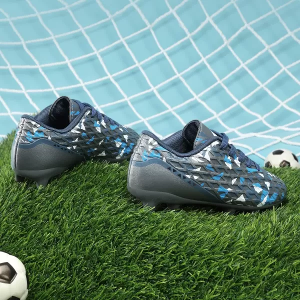 imageDREAM PAIRS Boys Girls Soccer Cleats Kids Football ShoesDarkGreyRoyalBlue