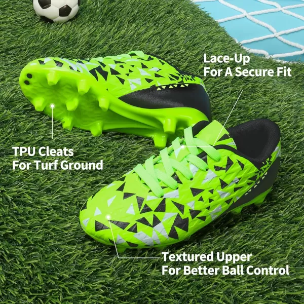 imageDREAM PAIRS Boys Girls Soccer Cleats Kids Football ShoesNeon GreenBlack