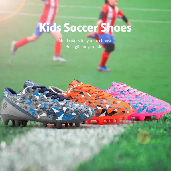 imageDREAM PAIRS Boys Girls Soccer Cleats Kids Football ShoesOrangeDarkGreyYellow