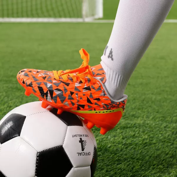 imageDREAM PAIRS Boys Girls Soccer Cleats Kids Football ShoesOrangeDarkGreyYellow