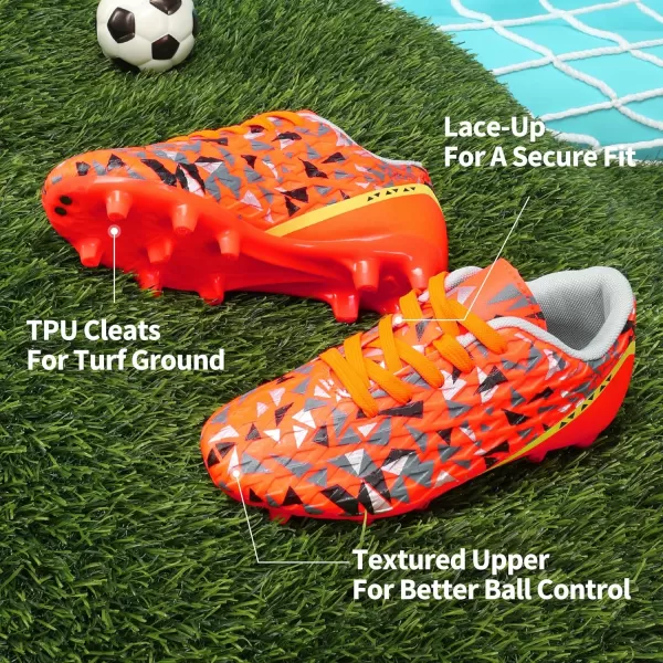 imageDREAM PAIRS Boys Girls Soccer Cleats Kids Football ShoesOrangeDarkGreyYellow
