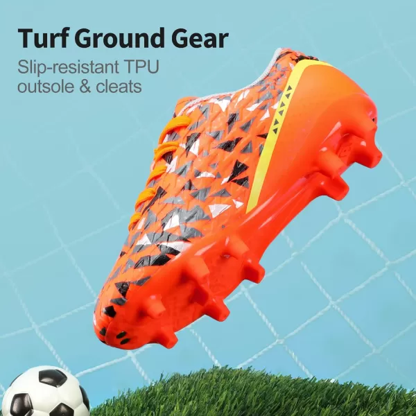 imageDREAM PAIRS Boys Girls Soccer Cleats Kids Football ShoesOrangeDarkGreyYellow
