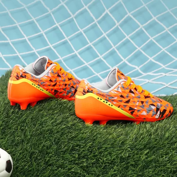 imageDREAM PAIRS Boys Girls Soccer Cleats Kids Football ShoesOrangeDarkGreyYellow