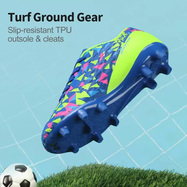 imageDREAM PAIRS Boys Girls Soccer Cleats Kids Football ShoesRoyal BlueNeon Green