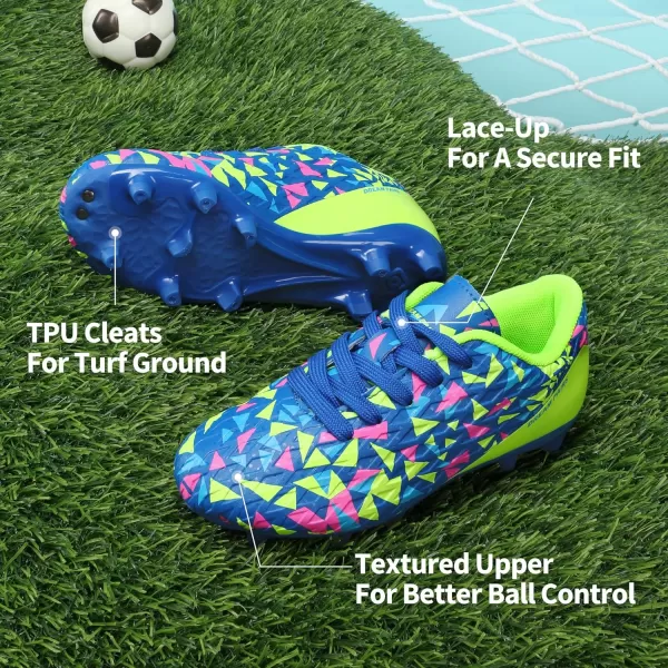 imageDREAM PAIRS Boys Girls Soccer Cleats Kids Football ShoesRoyal BlueNeon Green