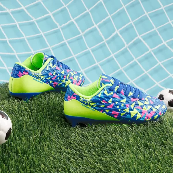 imageDREAM PAIRS Boys Girls Soccer Cleats Kids Football ShoesRoyal BlueNeon Green