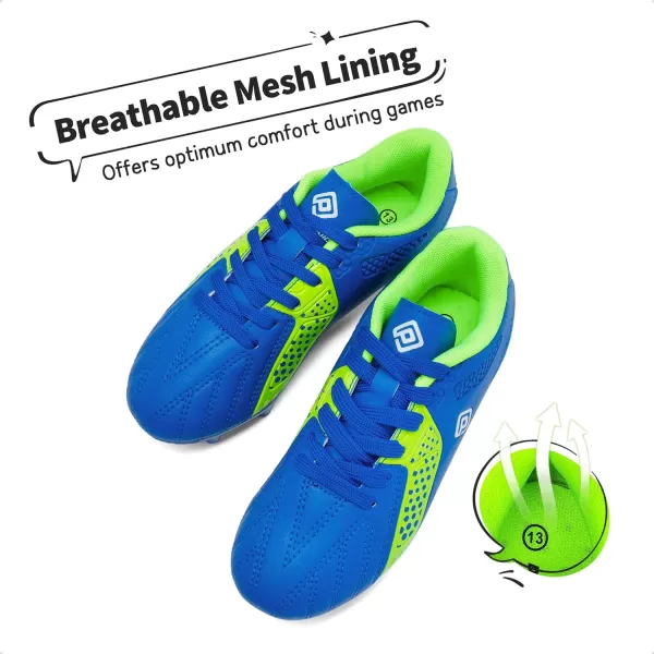 imageDREAM PAIRS Boys Girls Soccer Cleats Kids Football ShoesRoyalBlueNeonGreen