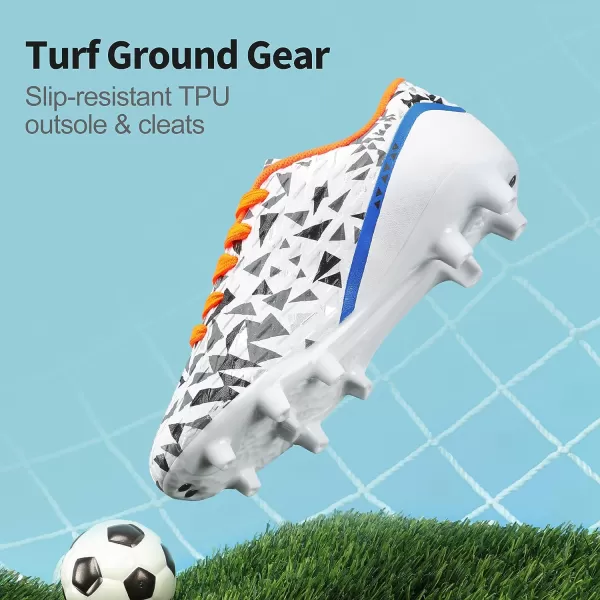 imageDREAM PAIRS Boys Girls Soccer Cleats Kids Football ShoesWhiteRoyalBlueOrange