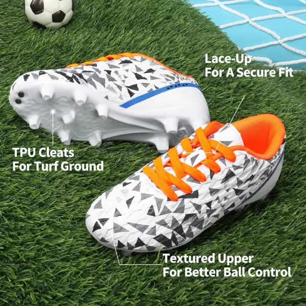 imageDREAM PAIRS Boys Girls Soccer Cleats Kids Football ShoesWhiteRoyalBlueOrange