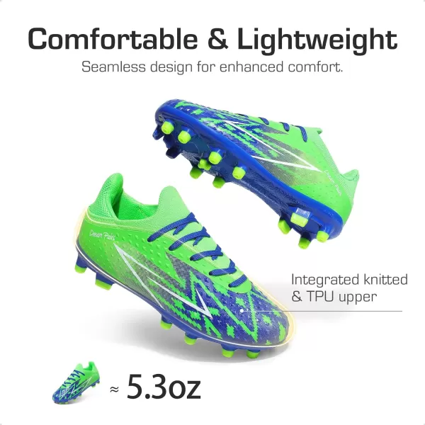 imageDREAM PAIRS Boys Girls Soccer Cleats Youth Firm Groud Football Shoes for LittleBig KidRoyal BlueNeon Green