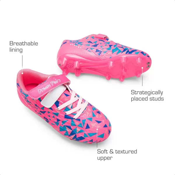 imageDREAM PAIRS Boys Girls Soccer Cleats Youth Firm Groud Football Shoes with Socks for LittleBig KidsHot PinkRoyal Blue