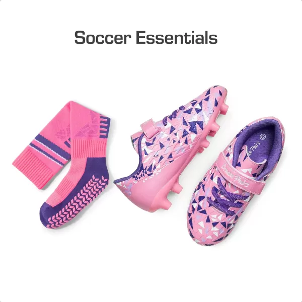 imageDREAM PAIRS Boys Girls Soccer Cleats Youth Firm Groud Football Shoes with Socks for LittleBig KidsPinkPurple