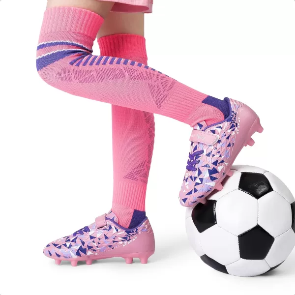 imageDREAM PAIRS Boys Girls Soccer Cleats Youth Firm Groud Football Shoes with Socks for LittleBig KidsPinkPurple