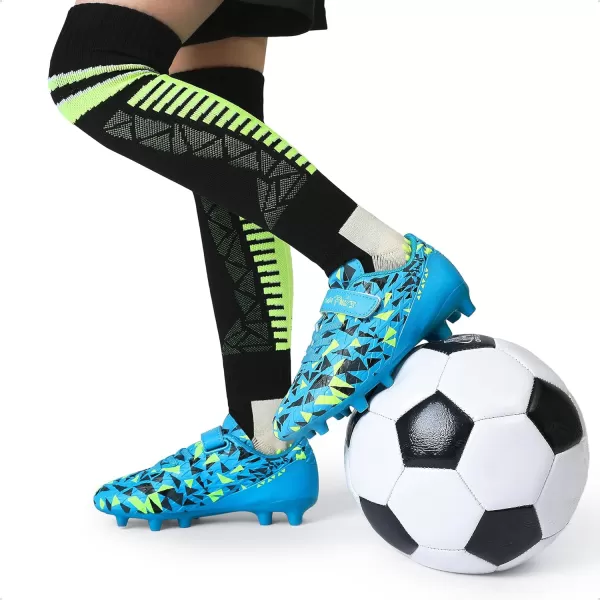 imageDREAM PAIRS Boys Girls Soccer Cleats Youth Firm Groud Football Shoes with Socks for LittleBig KidsRoyal BlueNeon Green