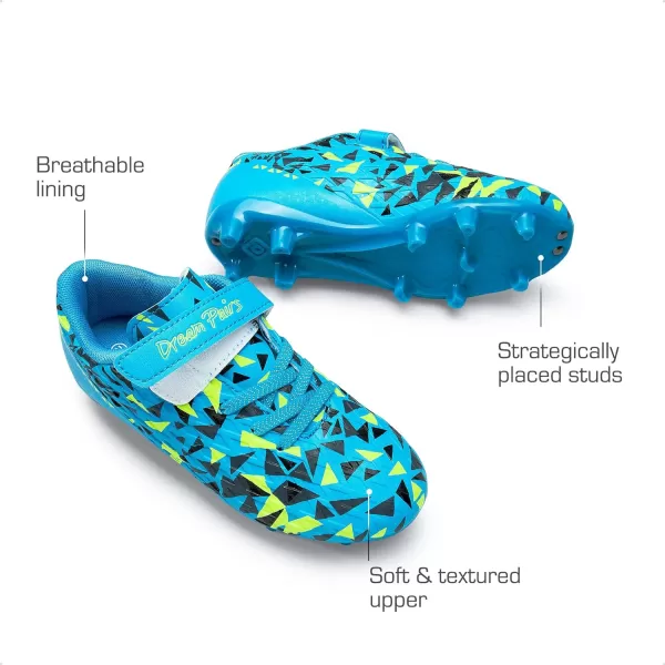 imageDREAM PAIRS Boys Girls Soccer Cleats Youth Firm Groud Football Shoes with Socks for LittleBig KidsRoyal BlueNeon Green