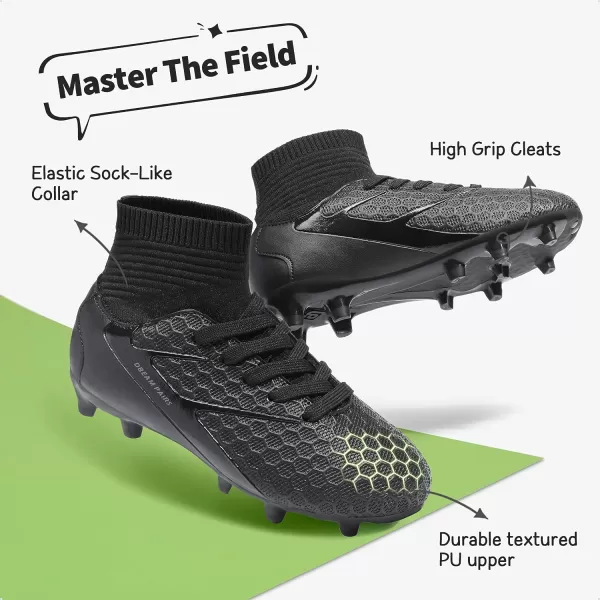 imageDREAM PAIRS Boys Girls Soccer Football Cleats ShoesToddlerLittle KidBig KidAll Black