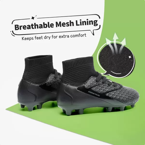 imageDREAM PAIRS Boys Girls Soccer Football Cleats ShoesToddlerLittle KidBig KidAll Black