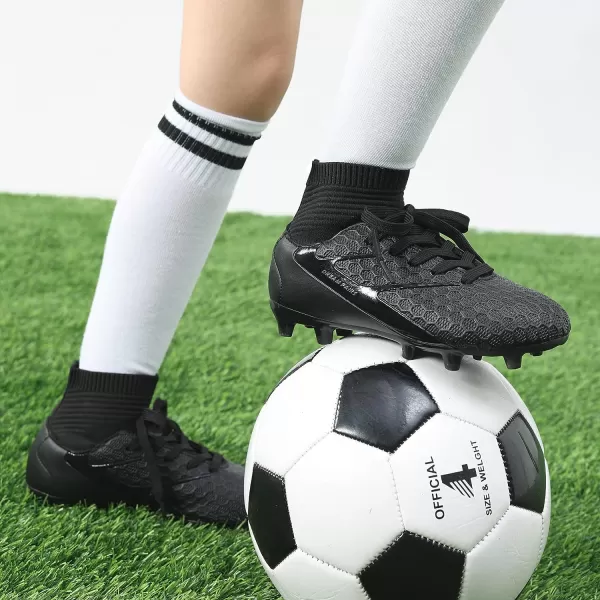 imageDREAM PAIRS Boys Girls Soccer Football Cleats ShoesToddlerLittle KidBig KidAll Black