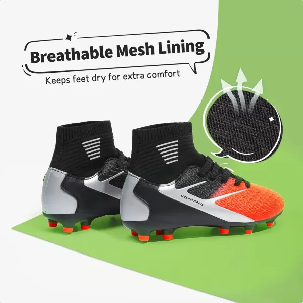 imageDREAM PAIRS Boys Girls Soccer Football Cleats ShoesToddlerLittle KidBig KidBlack Grey Orange