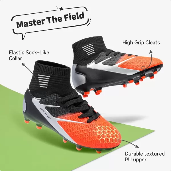 imageDREAM PAIRS Boys Girls Soccer Football Cleats ShoesToddlerLittle KidBig KidBlack Grey Orange