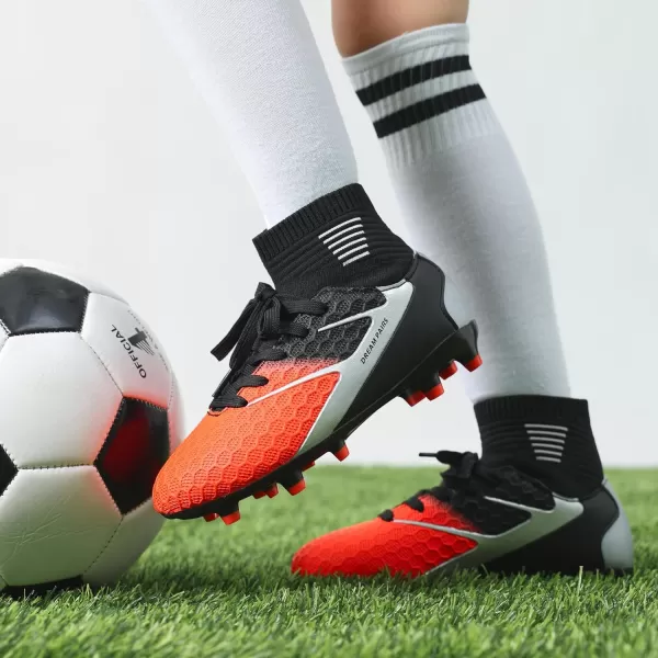 imageDREAM PAIRS Boys Girls Soccer Football Cleats ShoesToddlerLittle KidBig KidBlack Grey Orange