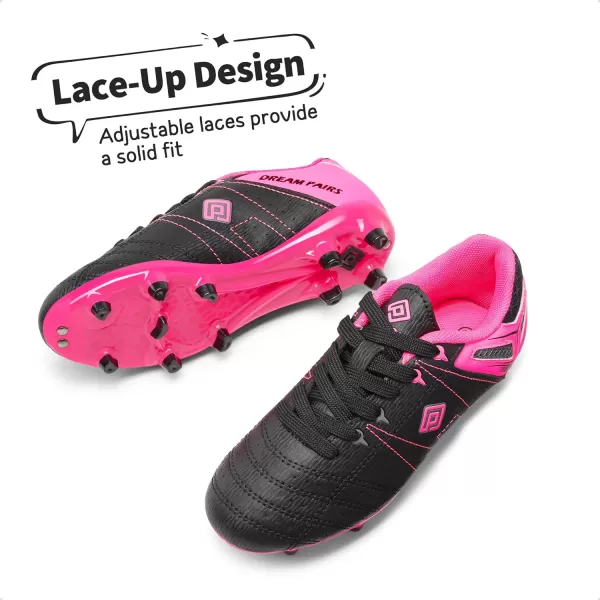 imageDREAM PAIRS Boys Girls Soccer Football Cleats ShoesToddlerLittle KidBig KidBlackFuchsiaLightGrey