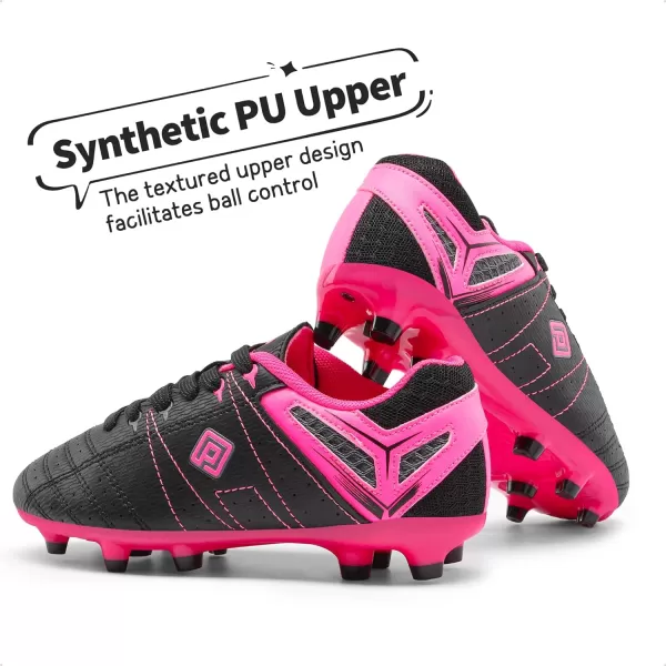imageDREAM PAIRS Boys Girls Soccer Football Cleats ShoesToddlerLittle KidBig KidBlackFuchsiaLightGrey