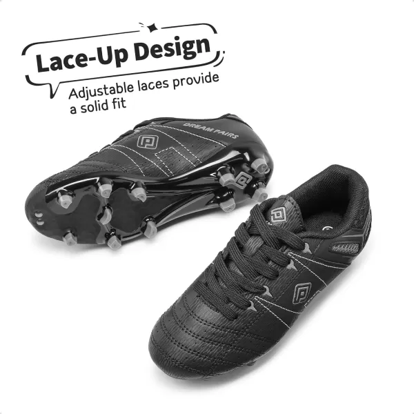 imageDREAM PAIRS Boys Girls Soccer Football Cleats ShoesToddlerLittle KidBig KidBlackGrey
