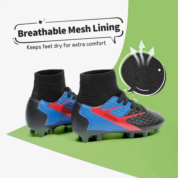 imageDREAM PAIRS Boys Girls Soccer Football Cleats ShoesToddlerLittle KidBig KidBlackRoyal BlueRed