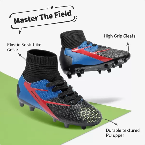 imageDREAM PAIRS Boys Girls Soccer Football Cleats ShoesToddlerLittle KidBig KidBlackRoyal BlueRed