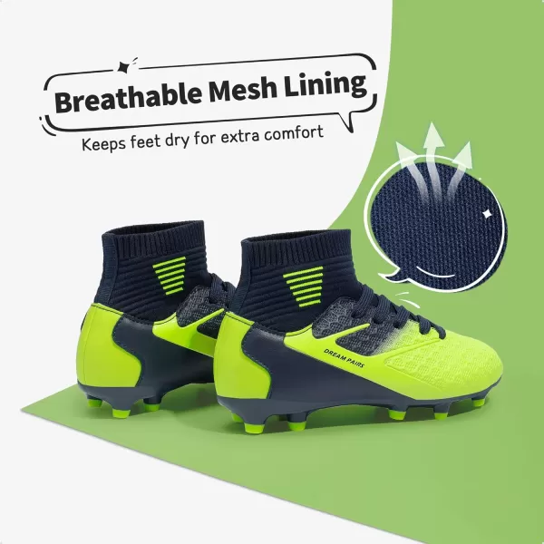 imageDREAM PAIRS Boys Girls Soccer Football Cleats ShoesToddlerLittle KidBig KidDark Blue Neon Green