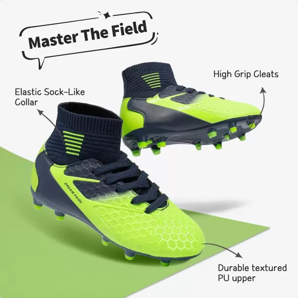 imageDREAM PAIRS Boys Girls Soccer Football Cleats ShoesToddlerLittle KidBig KidDark Blue Neon Green