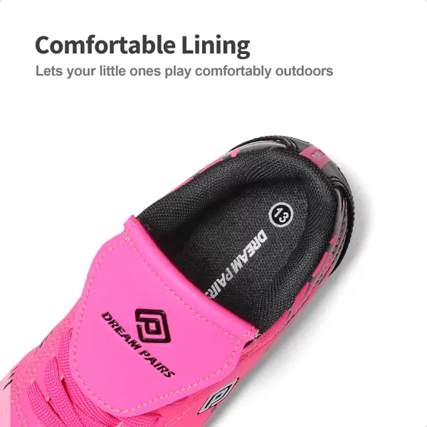 imageDREAM PAIRS Boys Girls Soccer Football Cleats ShoesToddlerLittle KidBig KidFuchsiaBlack