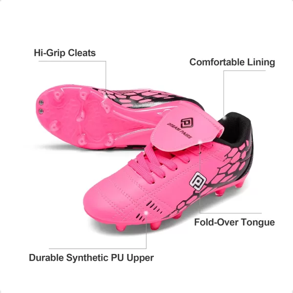 imageDREAM PAIRS Boys Girls Soccer Football Cleats ShoesToddlerLittle KidBig KidFuchsiaBlack