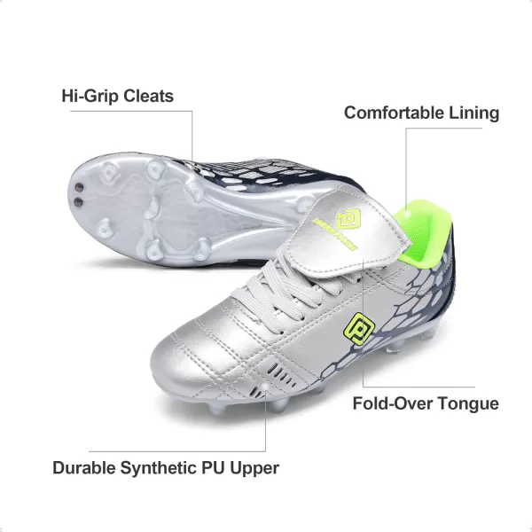 imageDREAM PAIRS Boys Girls Soccer Football Cleats ShoesToddlerLittle KidBig KidLightGreyNavy